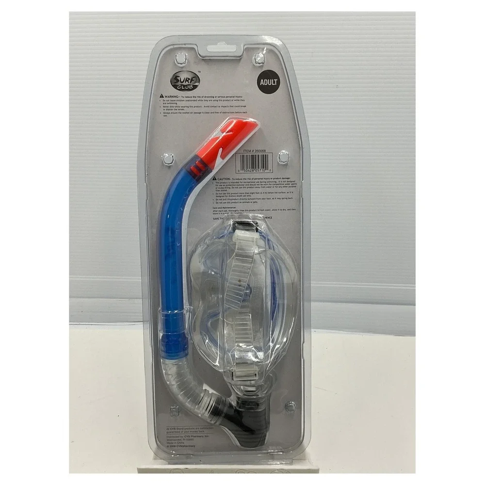 Surf Club Adult Swim Mask & Snorkel Set‎ Shatterproof Blue
